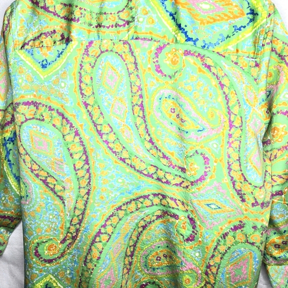 Lauren Ralph Lauren 3/4 Sleeve Paisley Print Blouse/top. Pink/green. 2X - Picture 10 of 12